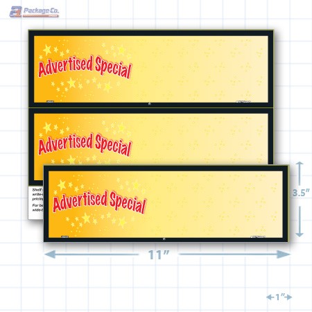 Advertised Special Merchandising Placards 2UP (11" x 3.5") - Copyright - A1PKG.com - 16805