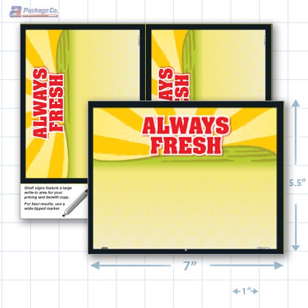Always Fresh Merchandising Placard 7.5x5" - Copyright - A1PKG.com SKU - 16808