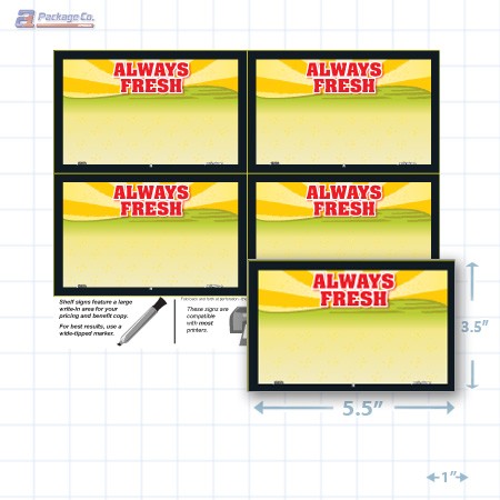 Always Fresh Merchandising Placards 4UP (5.5" x 3.5") - Copyright - A1PKG.com - 16809