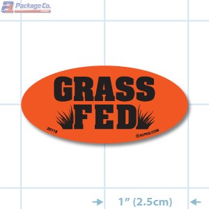 Grass Fed Fluorescent Red Oval Merchandising Labels - Copyright - A1PKG.com SKU - 20118