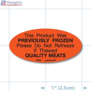 Previously Frozen Do Not Refreeze Fluorescent Red Oval Merchandising Labels - Copyright - A1PKG.com SKU - 20220
