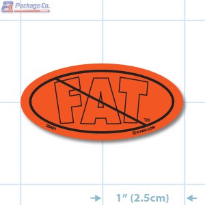 NO Fat Fluorescent Red Oval Merchandising Labels - Copyright - A1PKG.com SKU - 20401