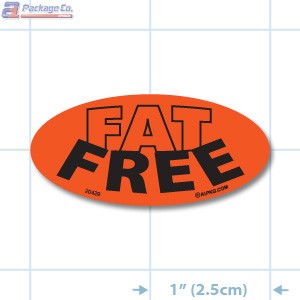 Fat Free Fluorescent Red Oval Merchandising Labels - Copyright - A1PKG.com SKU - 20429 82