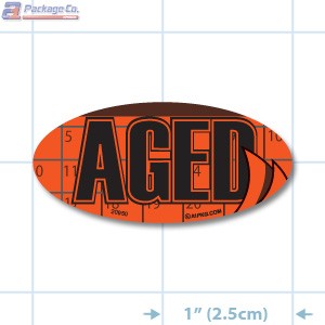 Aged Fluorescent Red Oval Merchandising Labels - Copyright - A1PKG.com SKU - 20950