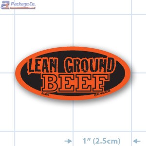 Lean Ground Beef Fluorescent Red Oval Merchandising Label - Copyright - A1PKG.com - 21520
