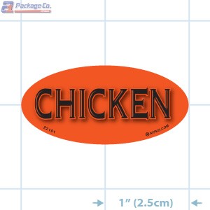 Chicken Fluorescent Red Oval Merchandising Label Copyright A1PKG.com - 22101