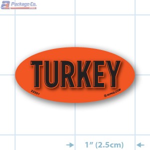 Turkey Fluorescent Red Oval Merchandising Label Copyright A1PKG.com - 22201