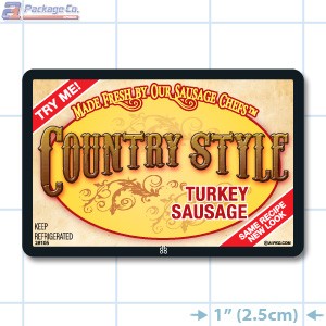 Country Style Turkey Sausage Full Color Rectangle Merchandising Labels - Copyright - A1PKG.com SKU -  28105