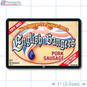 English Banger Pork Sausage Full Color Rectangle Merchandising Labels - Copyright - A1PKG.com SKU -  28106