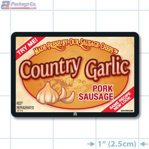 Country Garlic Pork Sausage Full Color Rectangle Merchandising Labels - Copyright - A1PKG.com SKU -  28133
