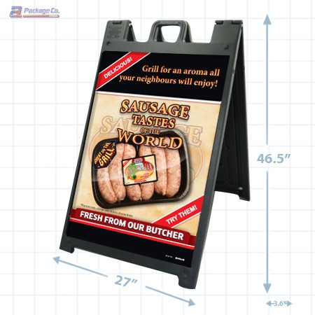 Sausage Tastes of the World Merchandising Signicade with Graphics A1pkg.com SKU 28154