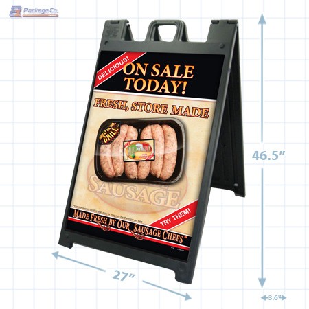 Fresh Store Made Sausage Merchandising Signicade with Graphics A1pkg.com SKU 28155
