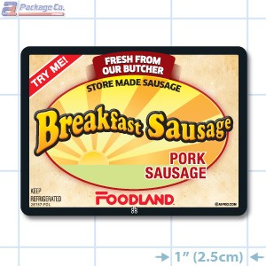 Breakfast Pork Sausage Full Color Rectangle Merchandising Labels - Copyright - A1PKG.com SKU -  28157-FDL