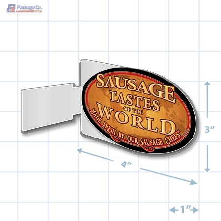 Sausage Tastes of the World Oval Aisle Talker Merchandising Decal A1Pkg.com SKU 28160