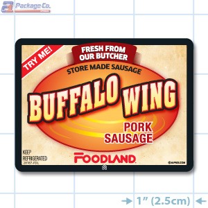 Buffalo Wing Pork Sausage Full Color Rectangle Merchandising Labels - Copyright - A1PKG.com SKU -  28187-FDL