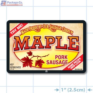 Maple Pork Sausage Full Color Rectangle Merchandising Labels - Copyright - A1PKG.com SKU -  28188