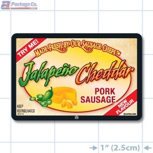 Jalapeno Cheddar Pork Sausage Full Color Rectangle Merchandising Label  (3x2inch) 500/Roll
