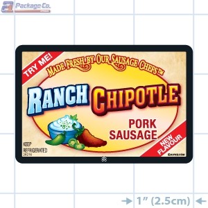 Ranch Chipotle Pork Sausage Full Color Rectangle Merchandising Label  (3x2inch) 500/Roll