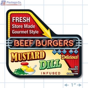 Mustard Dill Beef Burgers Full Color Rectangle Merchandising Label (3.5 x 5.875 inch) 250/roll
