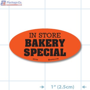 In Store Bakery Special Fluorescent Red Oval Merchandising Labels - Copyright - A1PKG.com SKU - 30104