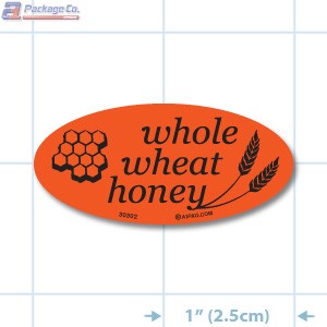 Whole Wheat Honey Special Fluorescent Red Oval Merchandising Labels - Copyright - A1PKG.com SKU - 30302