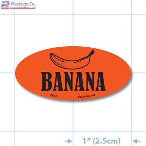 Banana Fluorescent Red Oval Merchandising Labels - Copyright - A1PKG.com SKU - 33001