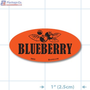 Blueberry Fluorescent Red Oval Merchandising Labels - Copyright - A1PKG.com SKU - 33003