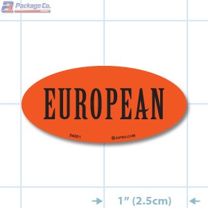 European Fluorescent Red Oval Merchandising Labels - Copyright - A1PKG.com SKU - 34001