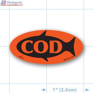 Cod Fluorescent Red Oval Merchandising Label Copyright A1PKG.com - 50101