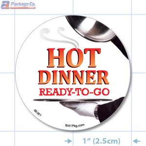 Hot Dinner Ready to Go Full Color Circle Merchandising Labels - Copyright - A1PKG.com SKU -  66501