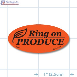 Ring ON Produce Fluorescent Red Oval Merchandising Labels - Copyright - A1PKG.com SKU - 70000