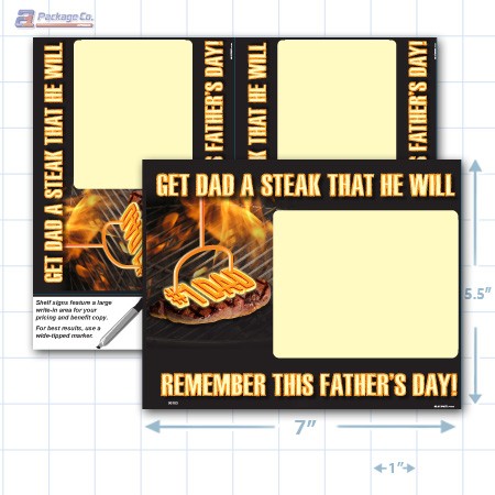 Father's Day Steak Merchandising Placard 2Up (5.5 x7") Copyright A1PKG.com - 90103
