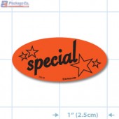Special Fluorescent Red Oval Merchandising Labels - Copyright - A1PKG.com SKU - 10110