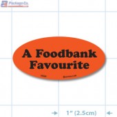 A Foodbank Favourite Fluorescent Red Oval Merchandising Labels - Copyright - A1PKG.com SKU - 10205