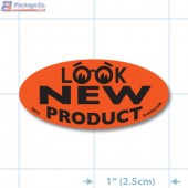 Look New Product Fluorescent Red Oval Merchandising Labels - Copyright - A1PKG.com SKU - 10213