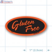 Gluten Free Fluorescent Red Oval Merchandising Label Copyright A1PKG.com - 10624