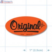 Original Fluorescent Red Oval Merchandising Labels - Copyright - A1PKG.com SKU - 10750