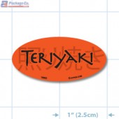 Teriyaki- With Translation Fluorescent Red Oval Merchandising Labels - Copyright - A1PKG.com SKU - 10902