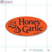 Honey Garlic Fluorescent Red Oval Merchandising Labels - Copyright - A1PKG.com SKU - 10904