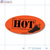 Hot Fluorescent Red Oval Merchandising Labels - Copyright - A1PKG.com SKU - 10963