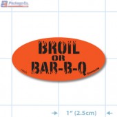 Broil or Bar-B-Q Fluorescent Red Oval Merchandising Labels - Copyright - A1PKG.com SKU - 11005