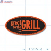 Great For The Grill Fluorescent Red Oval Merchandising Labels - Copyright - A1PKG.com SKU - 11007