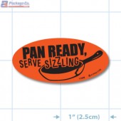 Pan Ready Serve Sizzling Fluorescent Red Oval Merchandising Labels - Copyright - A1PKG.com SKU - 11008