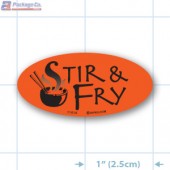 Stir & Fry Fluorescent Red Oval Merchandising Labels - Copyright - A1PKG.com SKU # 11010