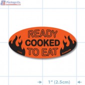 Cooked Ready To Eat Fluorescent Red Oval Merchandising Labels - Copyright - A1PKG.com SKU - 11069