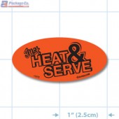Just Heat & Serve Fluorescent Red Oval Merchandising Labels - Copyright - A1PKG.com SKU - 11072