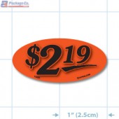 $2.19 Fluorescent Red Oval Merchandising Price Label Copyright A1PKG.com - 14423