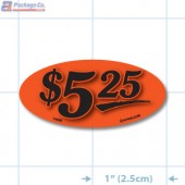 $5.25 Fluorescent Red Oval Merchandising Price Label Copyright A1PKG.com - 14450