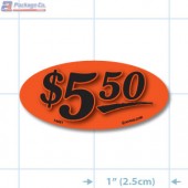$5.50 Fluorescent Red Oval Merchandising Price Label Copyright A1PKG.com - 14451