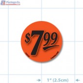 $7.99 Fluorescent Red Circle Merchandising Price Label Copyright A1PKG.com - 15522